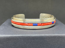 Load image into Gallery viewer, Coral and Lapis Bracelet by Aaron Brokeshoulder (Choctaw, Shawnee, and Santo Domingo)