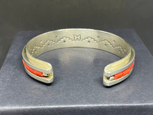 Load image into Gallery viewer, Coral and Lapis Bracelet by Aaron Brokeshoulder (Choctaw, Shawnee, and Santo Domingo)