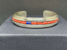 Load image into Gallery viewer, Coral and Lapis Bracelet by Aaron Brokeshoulder (Choctaw, Shawnee, and Santo Domingo)