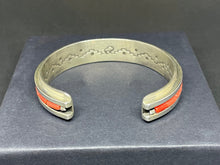 Load image into Gallery viewer, Coral and Lapis Bracelet by Aaron Brokeshoulder (Choctaw, Shawnee, and Santo Domingo)