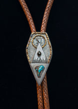Load image into Gallery viewer, Turquoise/Moonstone Bolo Tie by Jason Murray (Kaw/Potawatomi/Osage/Cherokee)

