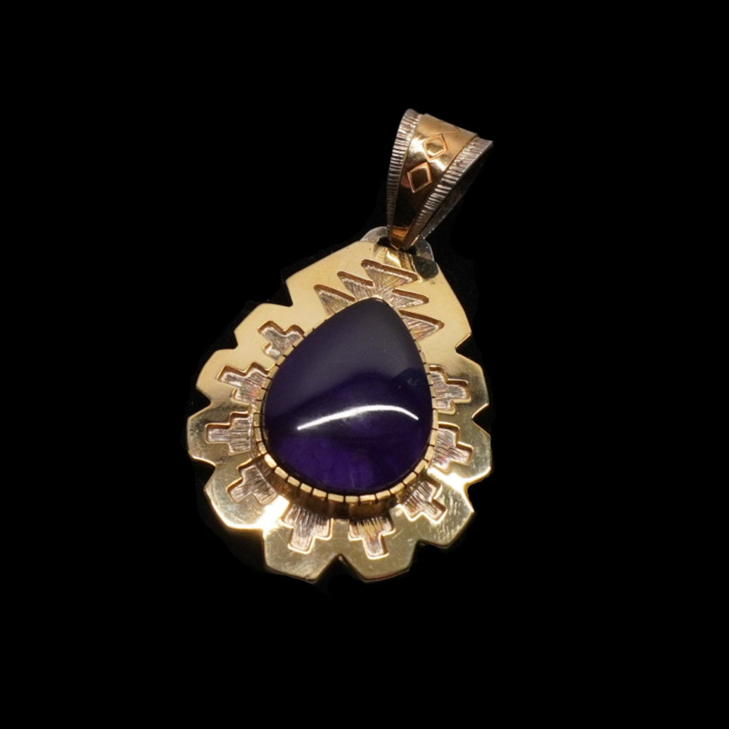 Pendant - Sterling Silver/14k Gold with Sugelite by Dina Huntinghorse (Wichita)