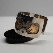 Load image into Gallery viewer, Cuff - Sterling Silver/14k Gold Horse by Dina Huntinghorse (Wichita)
