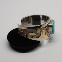 Load image into Gallery viewer, Storyteller Sterling Silver/14k Gold w/ Turquoise by Dina Huntinghorse (Wichita)
