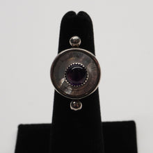 Load image into Gallery viewer, Ring - Hand-Etched Mother of Pearl w/ Purple Amethyst by Rykelle Kemp (Muskoke/Euchee/Choctaw/Navajo)
