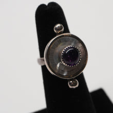 Load image into Gallery viewer, Ring - Hand-Etched Mother of Pearl w/ Purple Amethyst by Rykelle Kemp (Muskoke/Euchee/Choctaw/Navajo)
