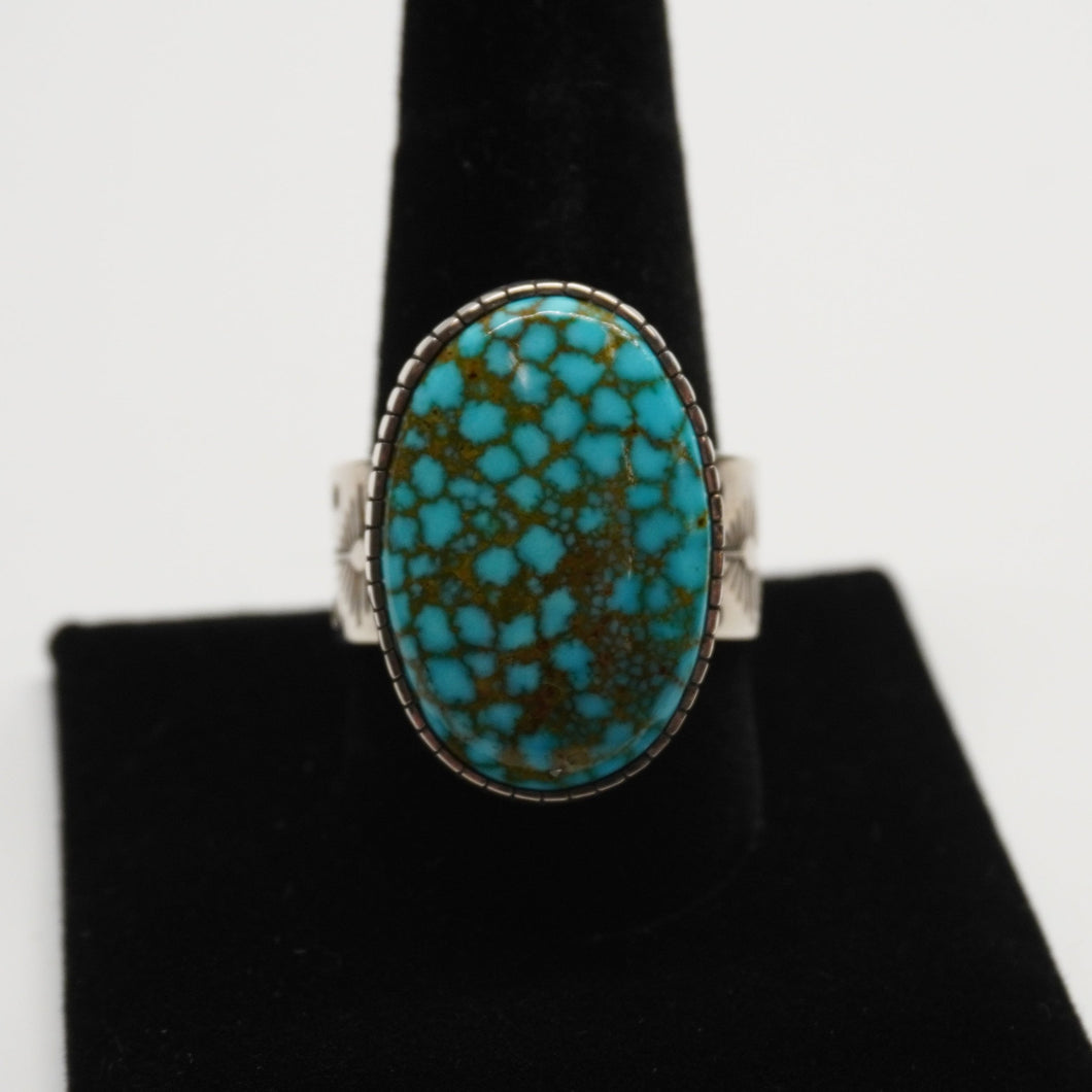 Ring - Sterling Silver w/ Kingman Turquoise by Dina Huntinghorse (Wichita)