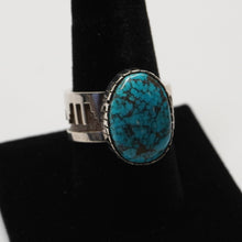 Load image into Gallery viewer, Ring - Sterling Silver w/ Morenci Turquoise by Dina Huntinghorse (Wichita)
