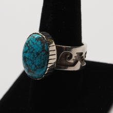 Load image into Gallery viewer, Ring - Sterling Silver w/ Morenci Turquoise by Dina Huntinghorse (Wichita)
