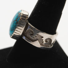 Load image into Gallery viewer, Ring - Sterling Silver w/ Morenci Turquoise by Dina Huntinghorse (Wichita)
