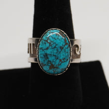 Load image into Gallery viewer, Ring - Sterling Silver w/ Morenci Turquoise by Dina Huntinghorse (Wichita)
