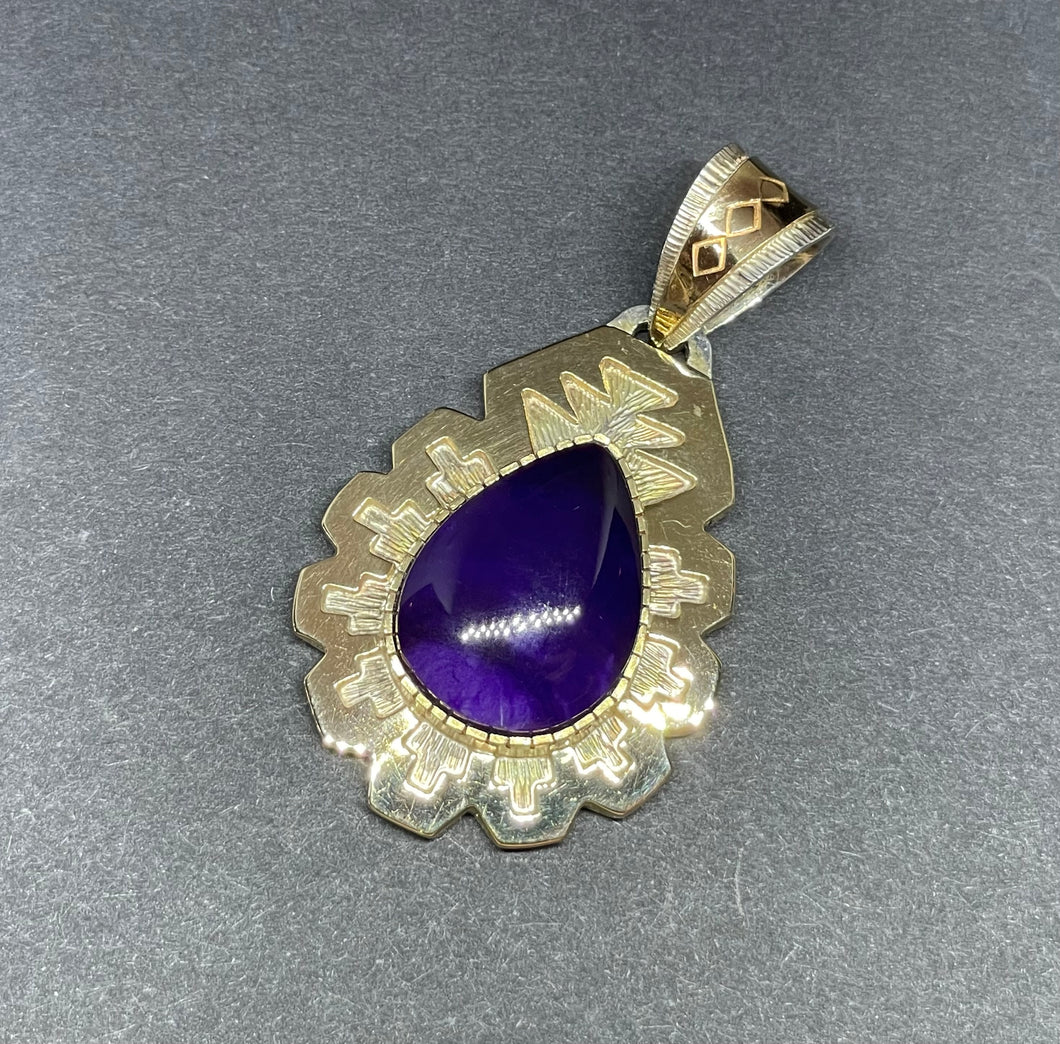 Pendant - Sterling Silver/14k Gold with Sugelite by Dina Huntinghorse (Wichita)