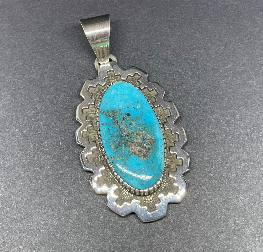 Pendant - Oval Morenci Turquoise by Dina Huntinghorse (Wichita)