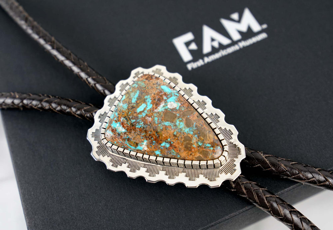 Nevada Blue Turquoise Bolo by JJ Otero (Navajo/Hopi)