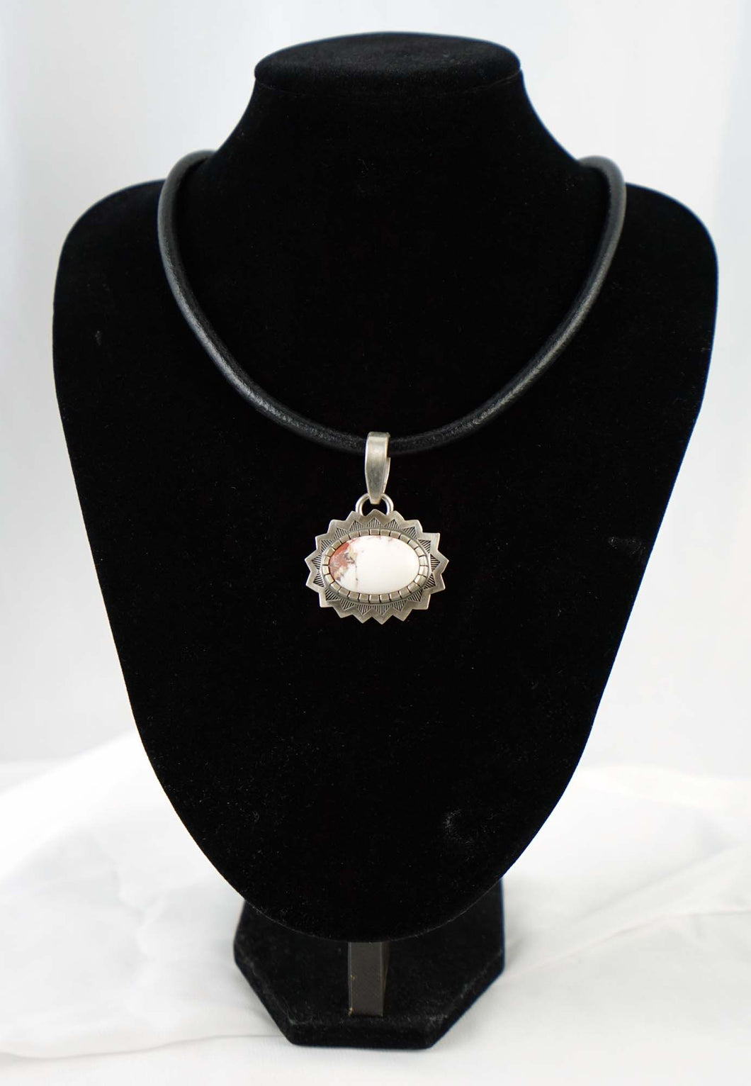 Wild Horse Magnesite Corded Necklace by JJ Otero (Navajo/Hopi)