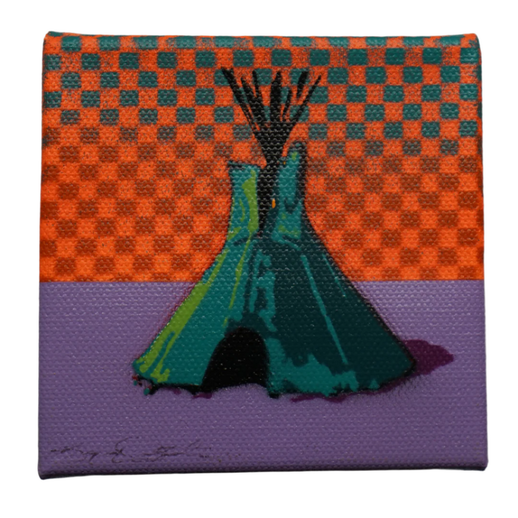 Mini Teepee Painting by Bryan Waytula (Cherokee)