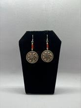 Load image into Gallery viewer, Earrings - Silver Dime w/ Coral - Kenneth Johnson (Muscogee/Seminole)
