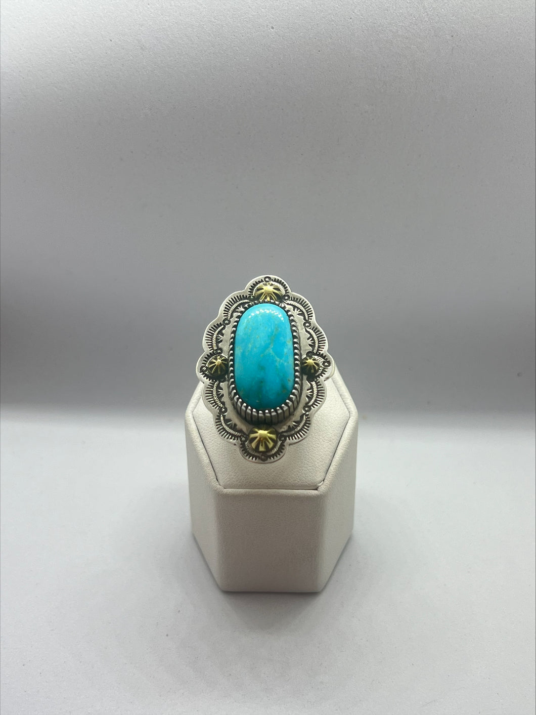 Consignment - Ring - Kingman Turquoise - Kenneth Johnson (Muscogee/Seminole)