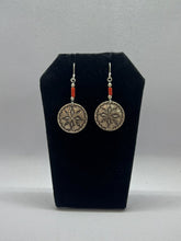 Load image into Gallery viewer, Earrings - Silver Dime w/ Coral - Kenneth Johnson (Muscogee/Seminole)
